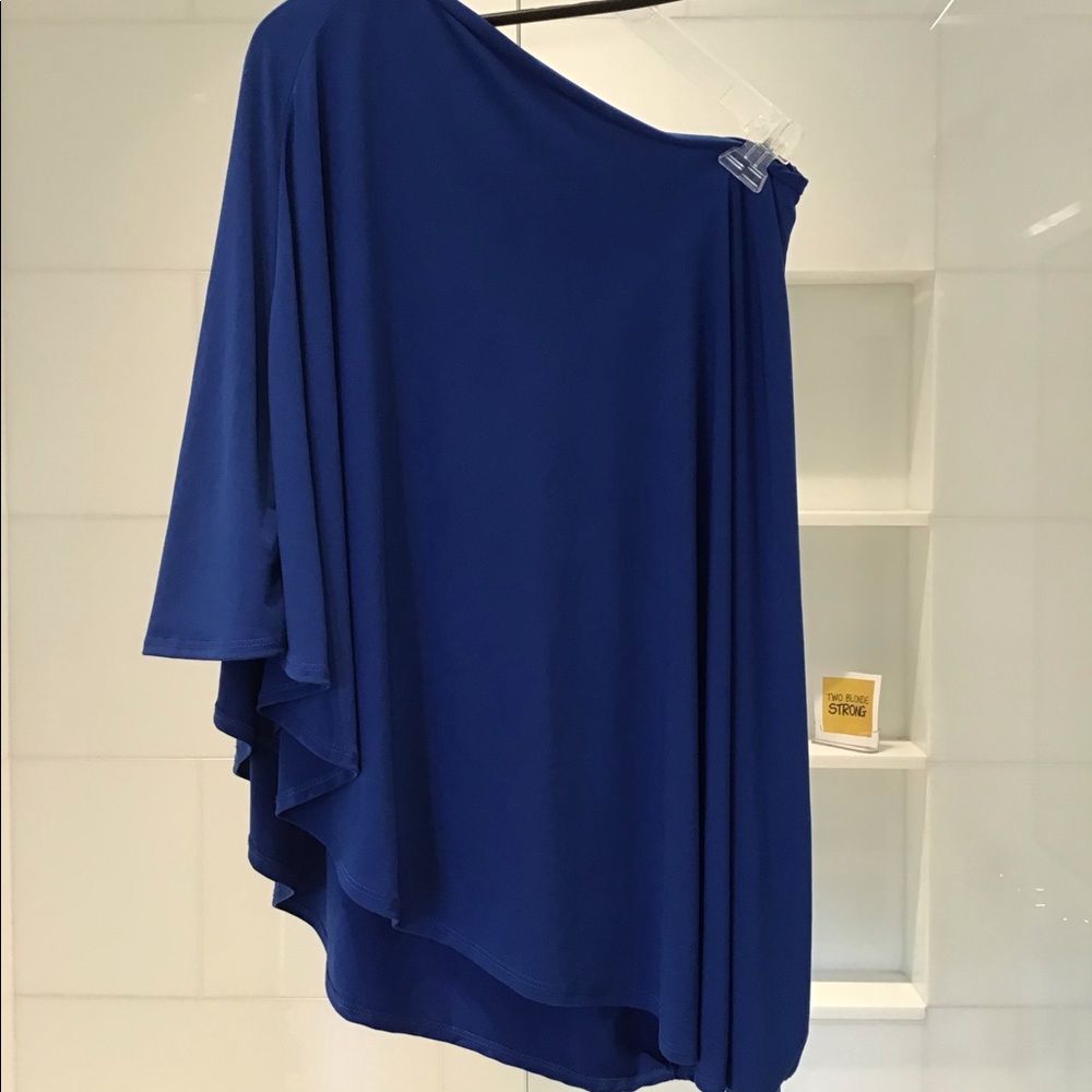 Body Language Vibrant Blue one shoulder blouse XS